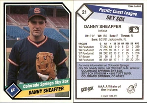Danny Sheaffer 1989 CMC Colorado Springs Sky Sox #21 RC *AutographDen* FREE SHIP - Picture 1 of 1