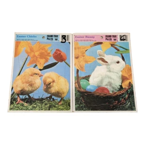 Vintage Whitman Frame-Tray Puzzle Easter Bunny & Chicks 8" x 11" #4513A 4513B 33 - Picture 1 of 3