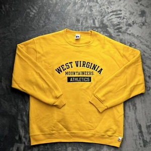 Vintage West Virginia University Russell Athletic Mens Large Gold Sweatshirt - Picture 1 of 6