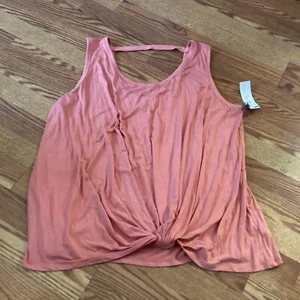 NWT Nine Britton Dark Salmon Knot Front Strap Back Soft Knit Tank Top 3X - Picture 1 of 4