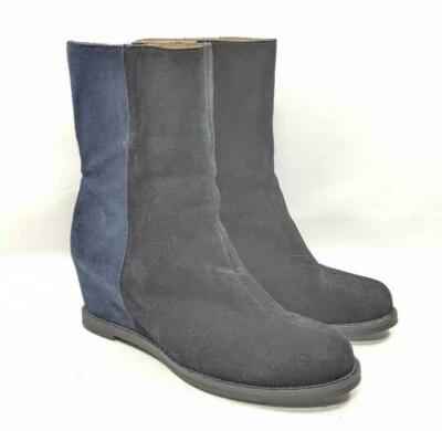 Botas de salto escondido Bettye Muller Anthropologie femininas tamanho 8 preto/azul camurça - Imagem 1 de 4