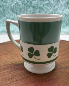 Lefton China Green Footed Irish Shamrock Clover Coffee Mug - Picture 1 of 5