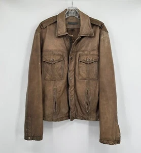John Varvatos Herren Truckerjacke braun 100% Leder Druckknopf Reißverschluss Gr. 50 - Bild 1 von 18