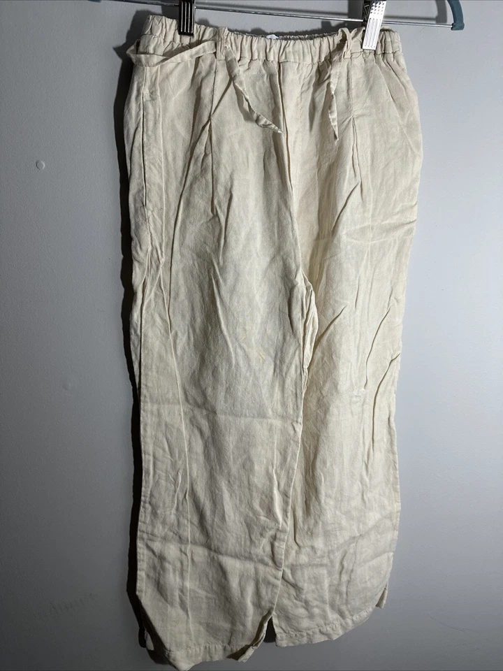 Zara 100% Lenin Girls Ivory Casual Pants Size 13/14 - Image 1 of 4