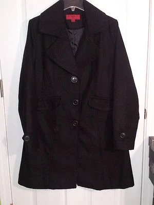 Abrigo negro para caminar de lana negro Coffee Shop Junior - talla L nuevo con etiquetas Foto 1 de 4