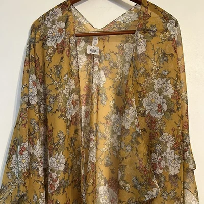 Nuevo con etiquetas Envoltura Kimono Amarillo Mudd y Floral Transparente y Fluido Femenino Para Mujer’s Talla Única Foto 1 de 4