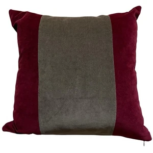 Pottery Barn Velvet Pillow Cover ONLY 20" x 20" Burgundy Maroon & Taupe Accent - Picture 1 of 7