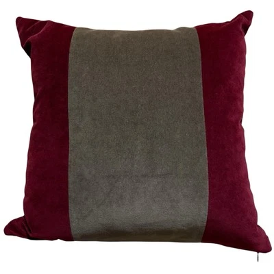 Pottery Barn Velvet Pillow Cover ONLY 20" x 20" Burgundy Maroon & Taupe Accent - Image 1 of 4