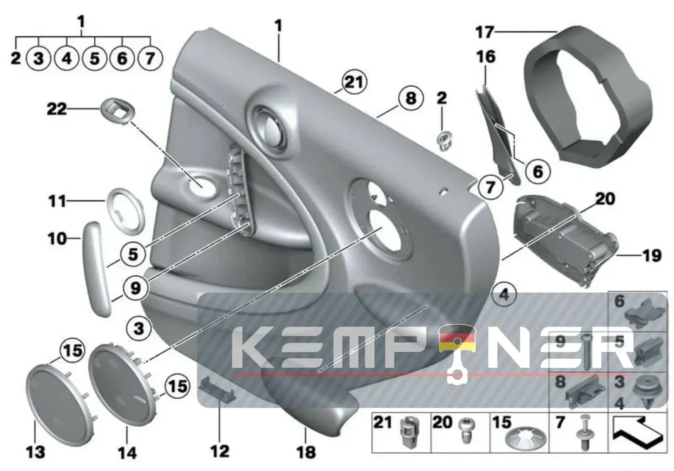 51429812151, revestimiento de puerta trasera izquierda, Cooper Countryman R60, original MINI Foto 1 de 4