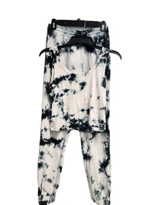 Sundown Tie Dye Outfit Blue & White Pant/Top Womens Small - Picture 1 of 6