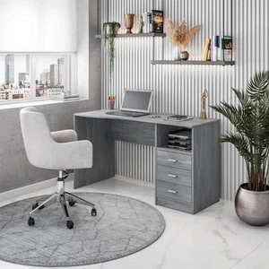 TECHNI MOBILI 52 in. Rectangular Gray 3 Drawer Computer Desk with Built-In - Picture 1 of 9