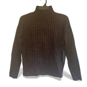 Tahari Hahnentritt Mock Rollkragen Damen XS Lila Schwarz Preppy Trendy Klassiker - Bild 1 von 8