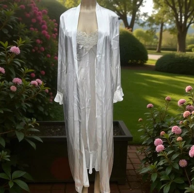 Intimo Donatella Peignoir комплект женщин маленький слоновой кости атласной кружева жемчуг платье халат новый - Изображение 1 из 4