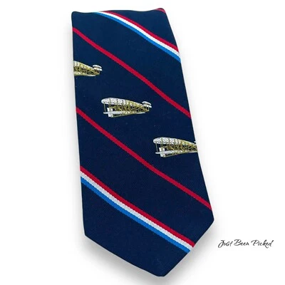 Corbata Smithsonian vintage - avión de aire hélice única - Prince Consort azul Foto 1 de 3