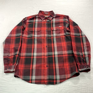 Eddie Bauer Travex Flannel Shirt Mens Medium Red Plaid Button Up Outdoor Casual - Picture 1 of 10