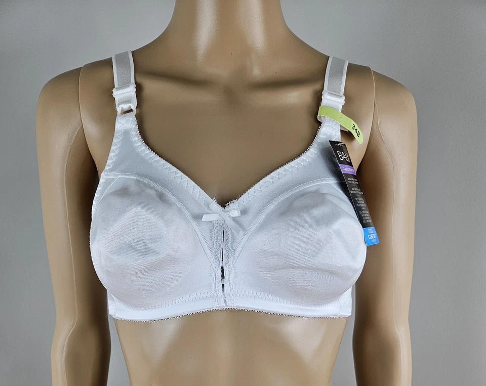 Bali Sz 36B Double Support Tailored Wireless Lace Up Front Bra DF3820 White