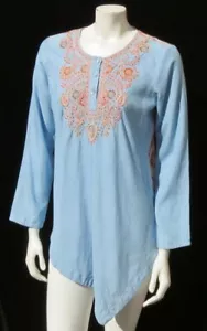 SOFT ENVIRONMENT blau Chambray kariert Work of Heart Shirt Tunika Top US XS NEUWERTIG - Bild 1 von 5