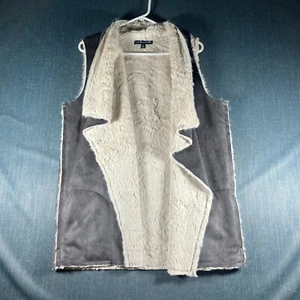 Saks Fifth Avenue Womens Faux Fur Vest Size M Brown Lined Collared Open Front - Picture 1 of 11