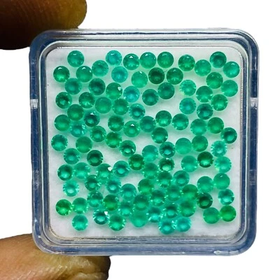 Lote de 100 piedras preciosas sueltas calibradas corte diamante redondo ónix verde natural de 2 mm Foto 1 de 4