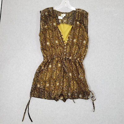 Mameluco de mujer RVCA mediano amarillo floral geométrico sin mangas 2 en entrepierna Foto 1 de 4