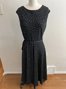 NWT Casual Corner Annex Belted Dress Size 8P Black/White Side Zip Tea Length VTG - Picture 1 of 11