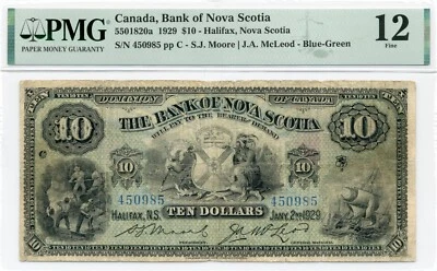 1929 $10 Bank of Nova Scotia - PMG F12 - Image 1 of 2