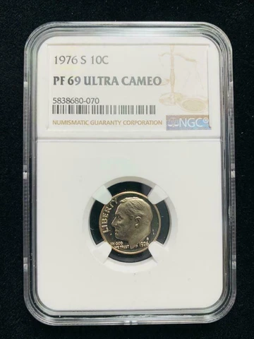 1976 S 10C Roosevelt Dime PF69 Ultra Cameo NGC; PR69 DCAM; Low Pop 242; SKU 2443 Cover