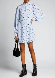 GANNI Ditsy Floral Print Georgette Dress - Pale Blue SMALL UK8 EU36 US4 RRP€205 - Picture 1 of 24
