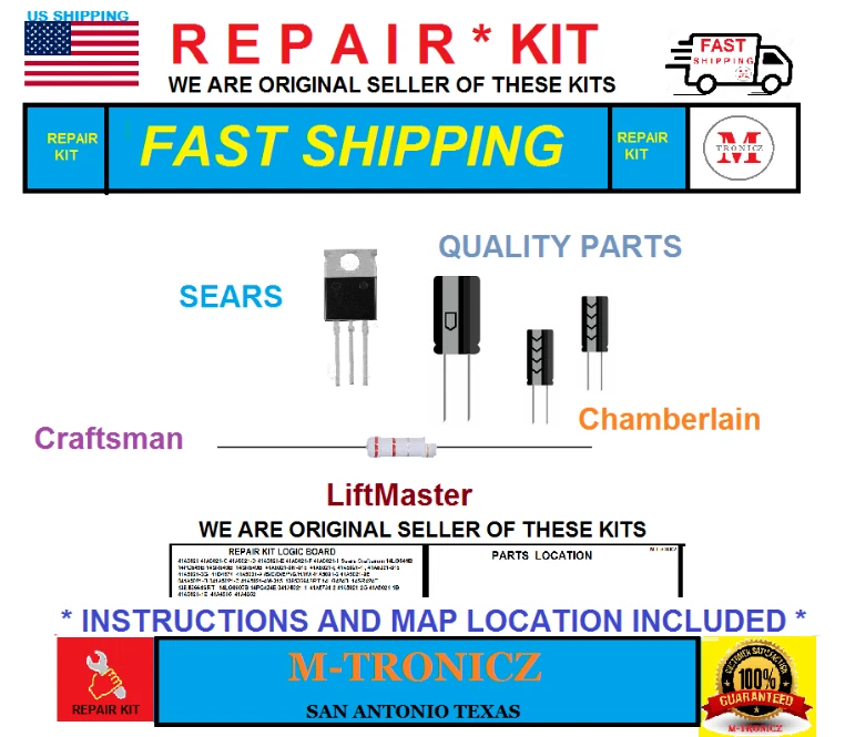 REPAIR KIT For  Liftmaster  Chamberlain Logic Board   41AC075-2   41AC075-2D - Image 1 of 1