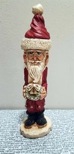 1993 WOOD WORLD Pencil Skinny SANTA Figure Christmas Candle Holder Removable Hat - Picture 1 of 6