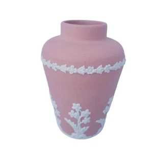 Ecanada Jasperware Vase Canada Art Pottery Pink Floral Vessel Decorative Vintage - Picture 1 of 12