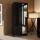 Chilton Double 2 Door Wardrobe with Mirror in Black High Gloss