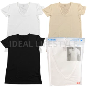 Camiseta manga corta UNIQLO AIRism cuello en V S-4XL blanca/negra/beige hombre 468781 nueva con etiquetas - Imagen 1 de 16