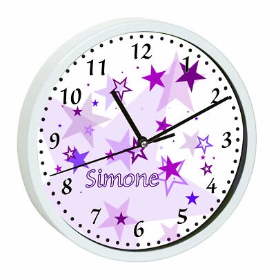 CREADESIGN Kinder Wanduhr Kinderwanduhr lautlos Kinderzimmer mit Namen personalisiert Sern