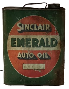 Sinclair Emerald Auto Oil Can–2 Gallon–Vintage-Original Antique Gas Oil Tin - Picture 1 of 7