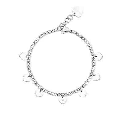 Bracelet en Acier pour Femmes Avec Pendentifs Cœurs S' Agapo Message SSG11 (2339 - Photo 1/3