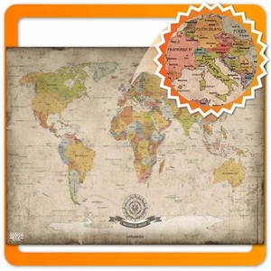 Mapa świata Plakat Vintage Antyk Antyk Mapa XXL Retro Mural Obraz Dekoracja Stary - Zdjęcie 1 z 5