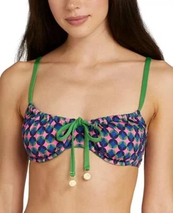 Kate Spade New York Damen Pink Cloud Geo Print Kordelzug Bikini Oberteil Größe M - Bild 1 von 1