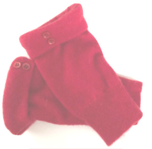 FINGERLESS GLOVES RED 100% CASHMERE S M L SMALL MEDIUM LARGE MITTENS ARM WARMERS