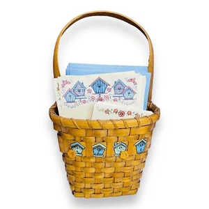 Decorative Wall Basket Pocket Painted Birdhouses Wicker 12 inch Tall Stationery - Picture 1 of 7