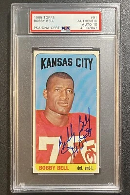 1965 Topps #91 Bobby Bell Signed PSA/DNA Authentic Autograph Grade 10 Chiefs HOF - Image 1 of 2
