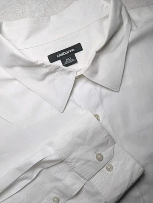 Camisa de vestir de algodón blanco Claiborne 3XLT Botones altos de manga larga Foto 1 de 4