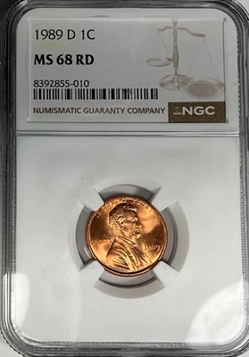 1989 D Lincoln Cent NGC MS68 Red - Image 1 of 4
