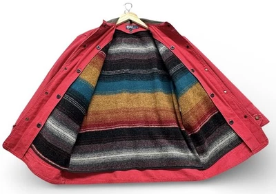 Jaqueta polo masculina vintage anos 90 Ralph Lauren forrada de lã algodão feita nos EUA - Imagem 1 de 4