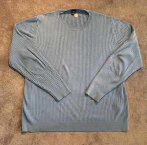 VTG GAP Ribbed Sweater Sz XXL Light Blue Cotton Y2K Preppy Crewneck Chunky - Picture 1 of 7