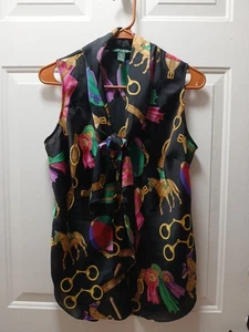 Vintage Ralph Lauren Reitsport Bluse Top Gr. 10 Pferd Shirt Gebiss ärmellos - Bild 1 von 11