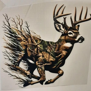 CAMOUFLAGE DEER RUNNING DESIGN CAMO BUCK HUNTER POCKET SHIRT #0008 - Picture 1 of 4