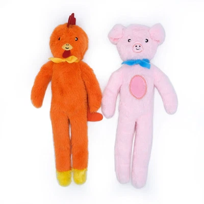 Zippy Paws Fluffy Peltz Plush Squeaker Dog Toy - Chicken & Pig  2-Pack - Image 1 of 3