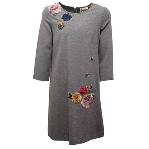 5690AC vestito bimba GIRL MONNALISA CHIC abito 3/4 sleeve grey dress kids - Picture 1 of 4