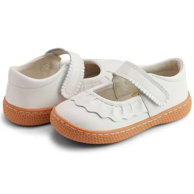 Livie & Luca Girls Ruche Classic Mary Jane Pearl White Leather Shoes Size 12 NEW - Image 1 of 4